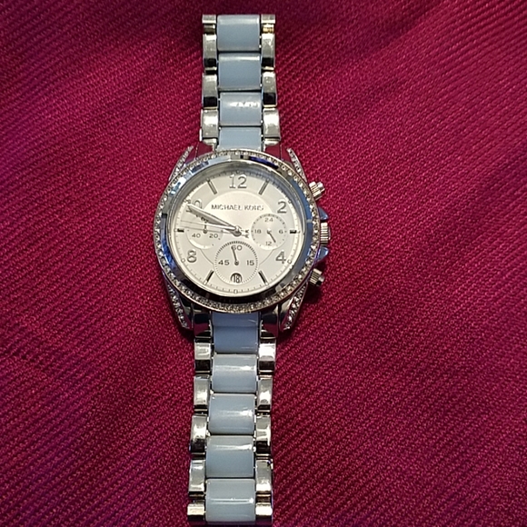 Michael Kors silver/blue watch Model #MK-6137